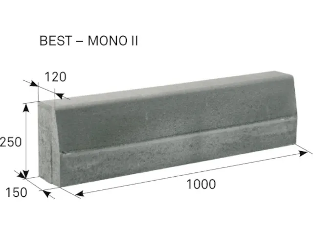 obrubník silniční 1000x250x150mm,BEST-MONO II  přírodní 15/pal