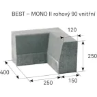 BEST-MONO II obrubník rohový 90st., vnitřní, 400x400x250x120mm, přírodní