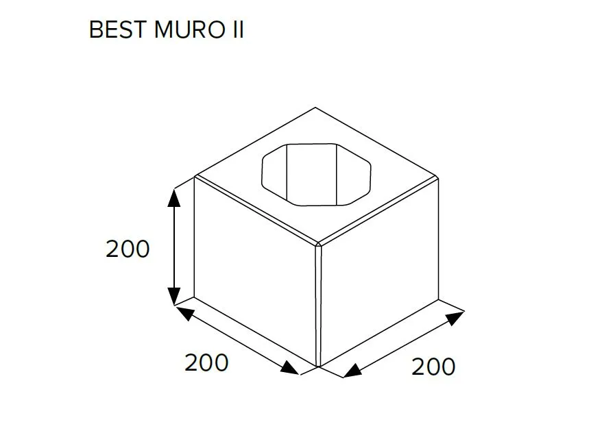 BEST-MURO II-půlka, plotová tvárnice 200x200x200mm, colormix brilant
