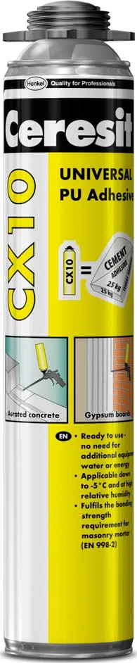 MONTÁŽNÍ PĚNA CERESIT CX 10, pistolová, PU lepení, 750ml