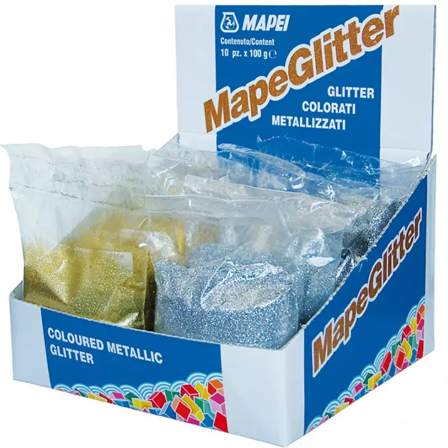 MAPEGLITTER barevné kovové glittery do Kerapoxy design, 100g, stříbrné