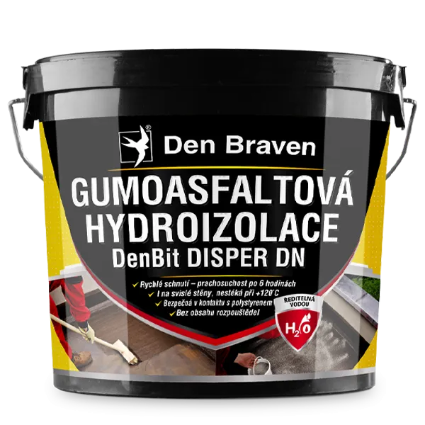 DenBraven DenBit DISPER DN - Gumoasfaltová hydroizolace 10 kg kbelík černá
