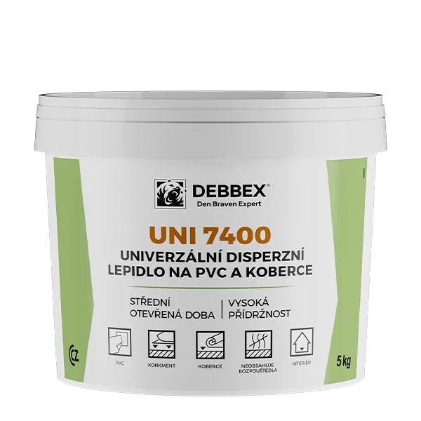 DenBraven Univerzální disperzní lepidlo na PVC a koberce UNI 7400 1 kg kbelík světle béžová