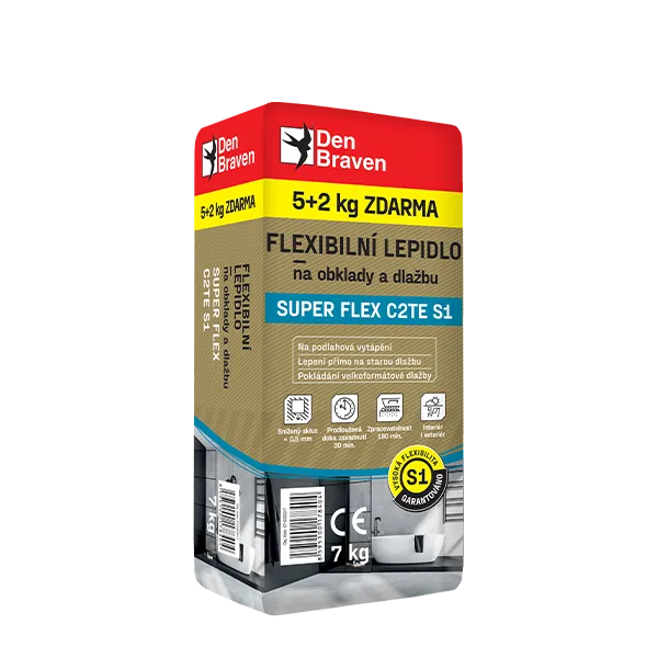DenBraven Flexibilní lepidlo na obklady a dlažbu SUPER FLEX C2TE S1 7 kg pytel šedá