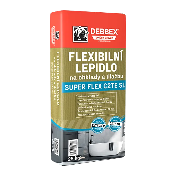 DenBraven Flexibilní lepidlo na obklady a dlažbu SUPER FLEX C2TE S1 25 kg pytel šedá