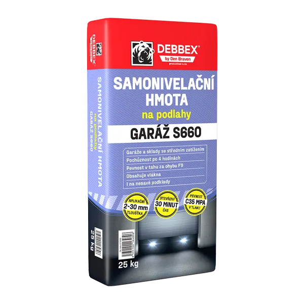 DenBraven Samonivelační hmota na podlahy GARÁŽ S660 25 kg pytel šedá