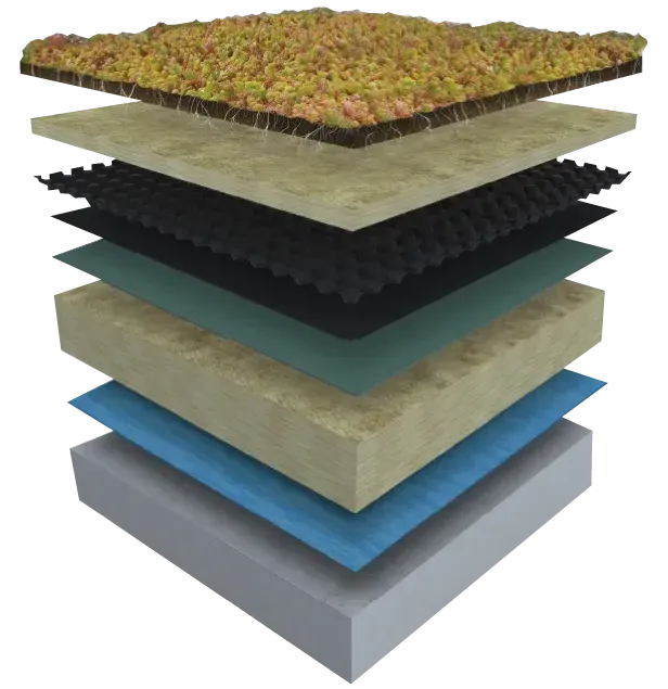 izolace URBANSCAPE 40mm+drenážní folie+rozchodník, modul 50x50cm