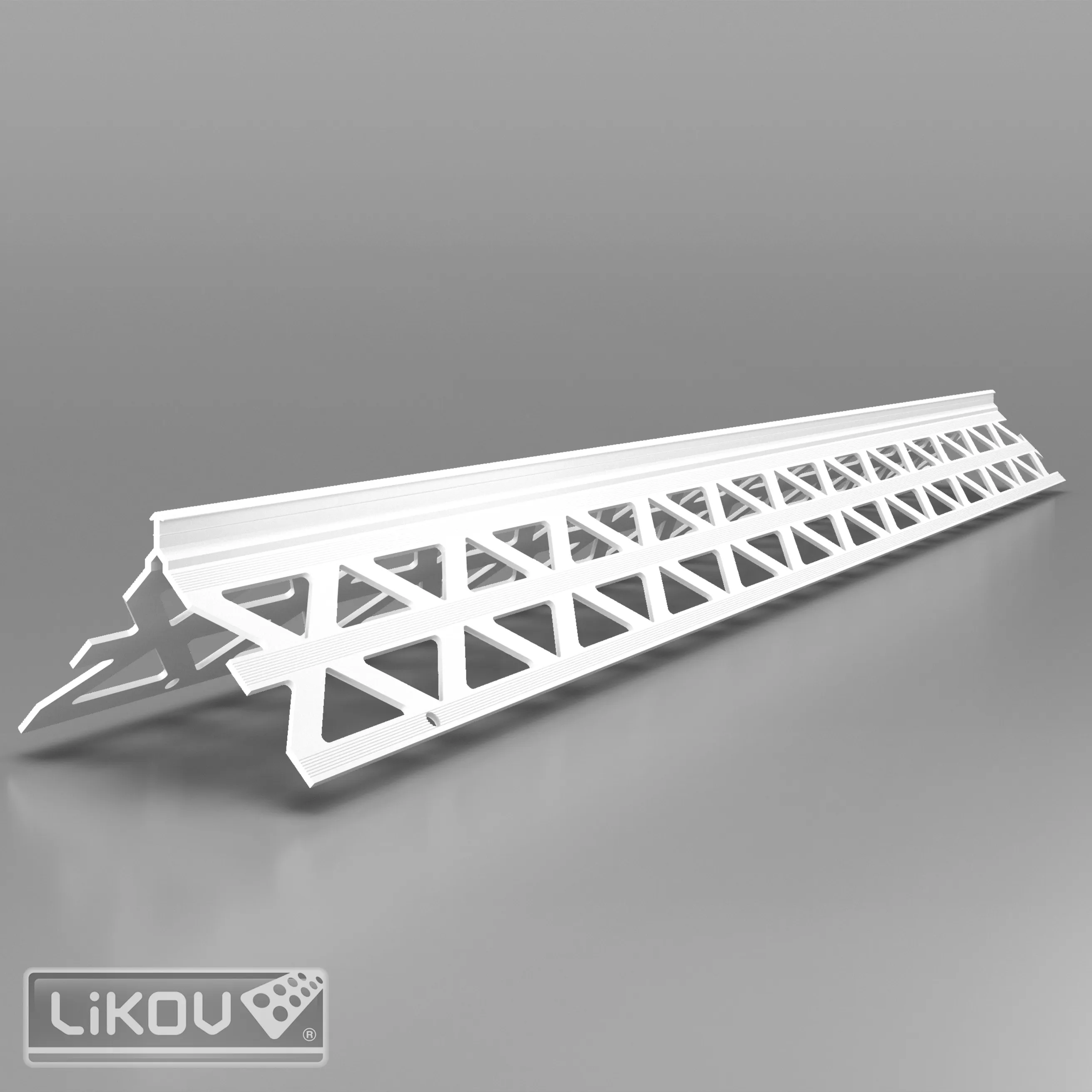 lišta rohová P-H PVC 06 ostrý roh pro tl.omítky  6mm, 43x43x2500mm