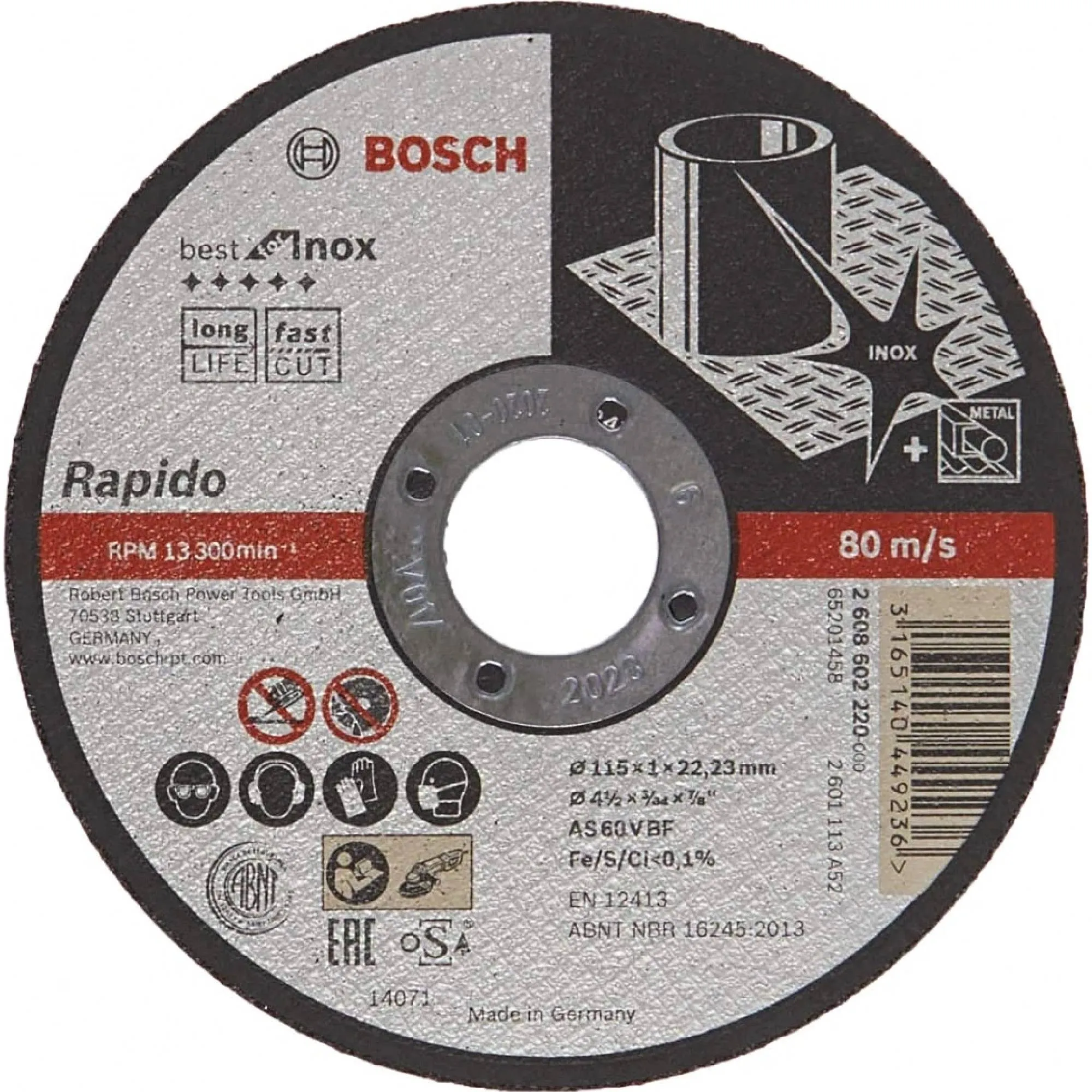 KOTOUČ na ocel BOSCH Rapido Long Life 115x1x22,23mm