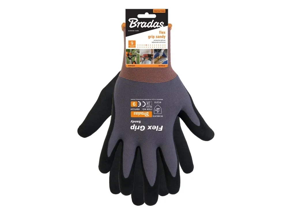 Rukavice  BRADAS šedé FLEX SANDY, č.10