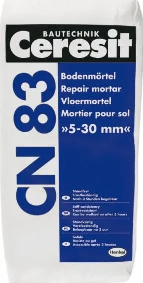 CERESIT rychletvrdnoucí hmota CN 83, pro tl. 5-30mm, spád, 35MPa, 25kg