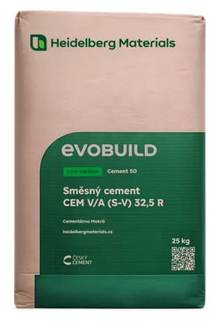 cement  MOKRÁ, směsný V/A (S-V) 32,5R EVUO BUILD low carbon - 25kg, český, 56p/pal, P+F