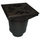 V dvorní vpusť , s lapačem nečistot a zpětnou klapkou, korpus24,6x24,6 cm ,litinový rošt 22,5x22,5 cm