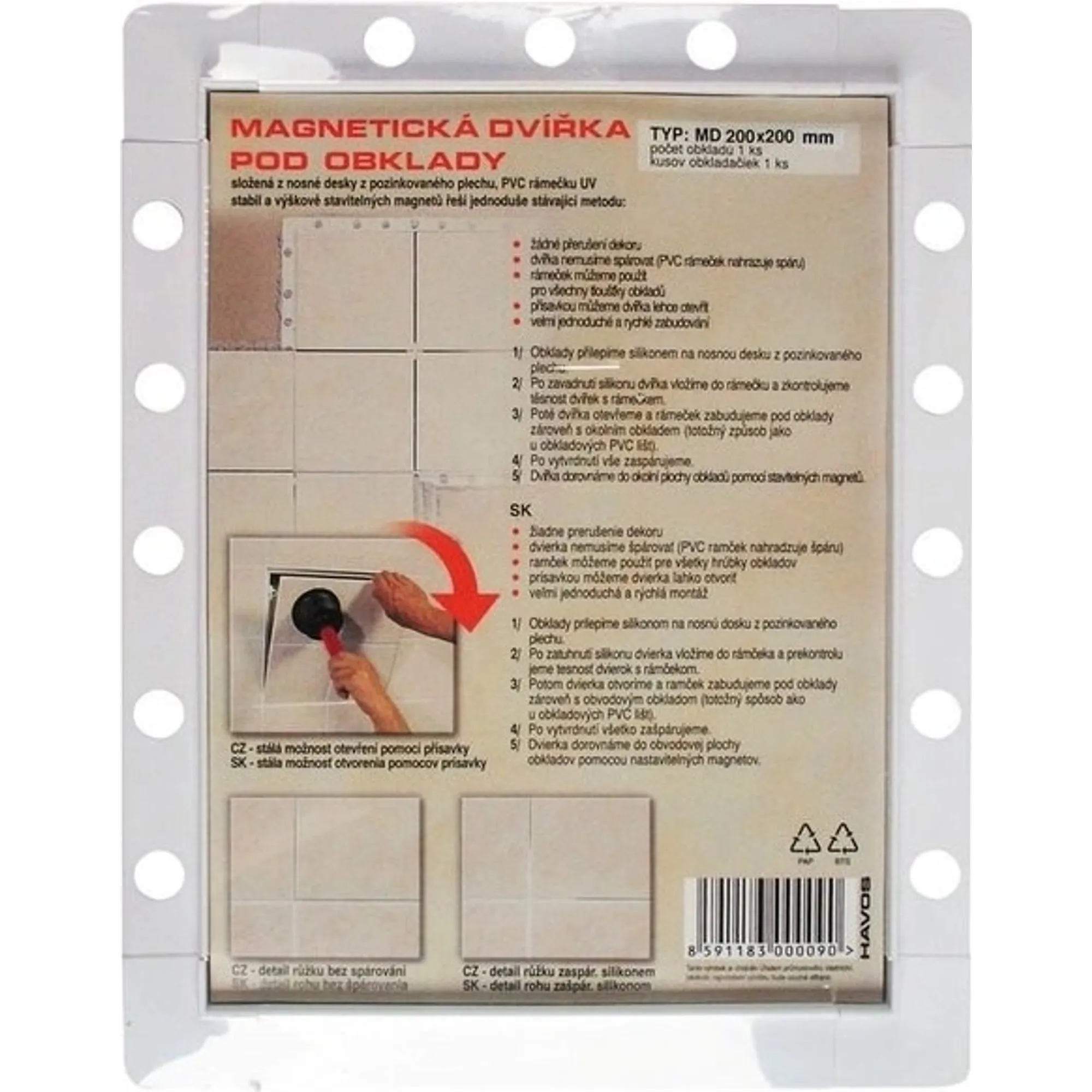 dvířka magnetická 150x150mm