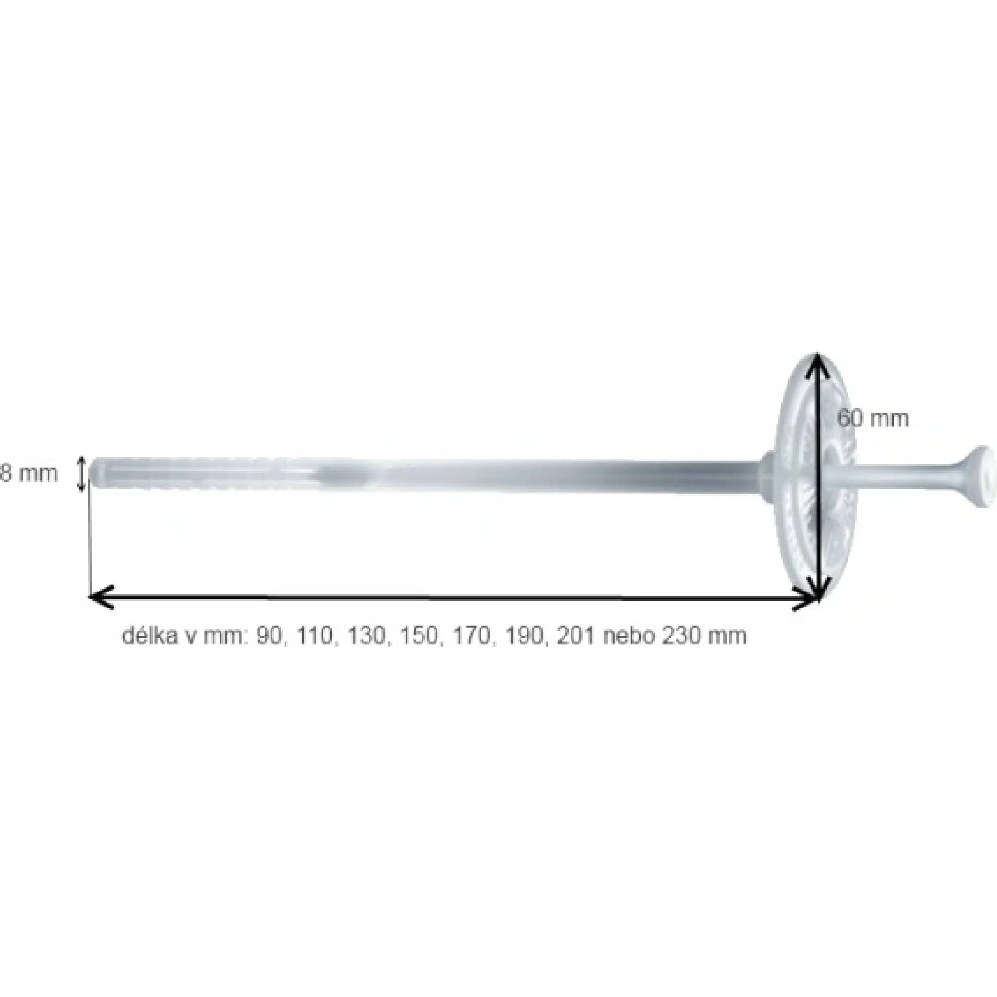 hmoždinka.EJOT NTK-U 8/60x190mm, plastový trn, teleskopická