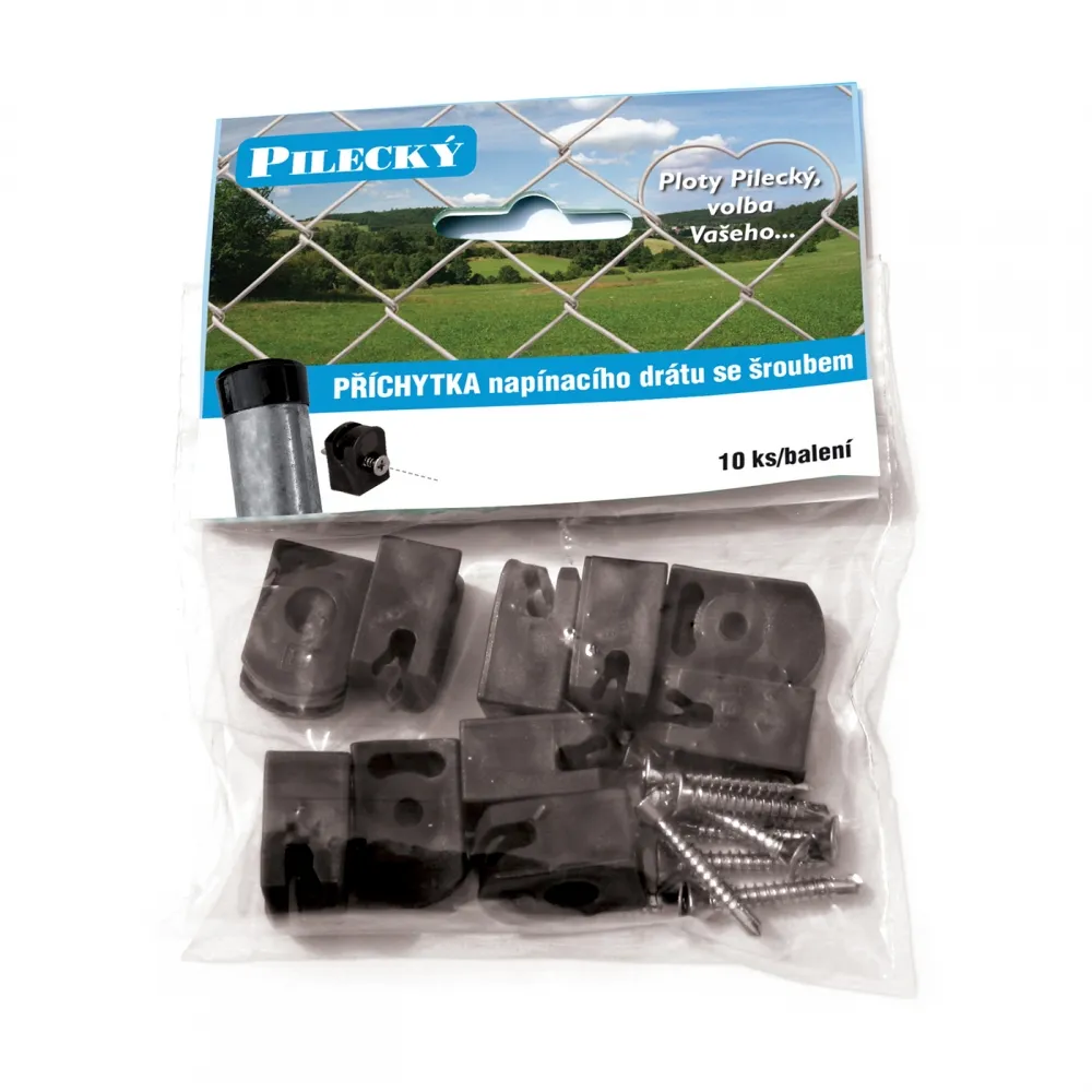pletivo  příchytka PVC napínacího drátu vč.šroubu, 10ks/bal, černá